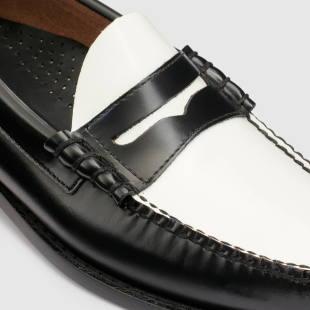 G.H. Bass & Co. Black and White Women's Penny Loafers - Picture 3 of 6